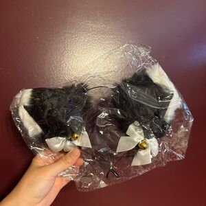 Black and White Furry Cat Ear Headband